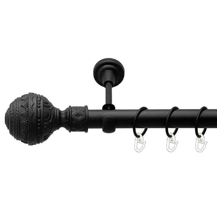 Карниз для штор однорядний 25мм чорний 200 см