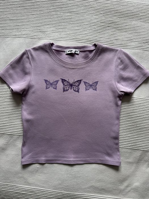 T-shirt damski/dziewczęcy, bawełniany rozm.XXS,  NEW YORKER wrzosowy