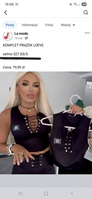 Komplet spodenki top widoczny na zdjeciu NOWY XS-S