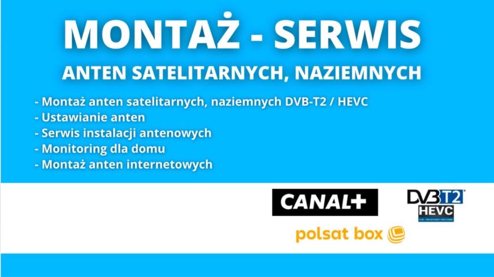 Serwis Montaż Anten satelitarnych naziemnych Monitoring kamery