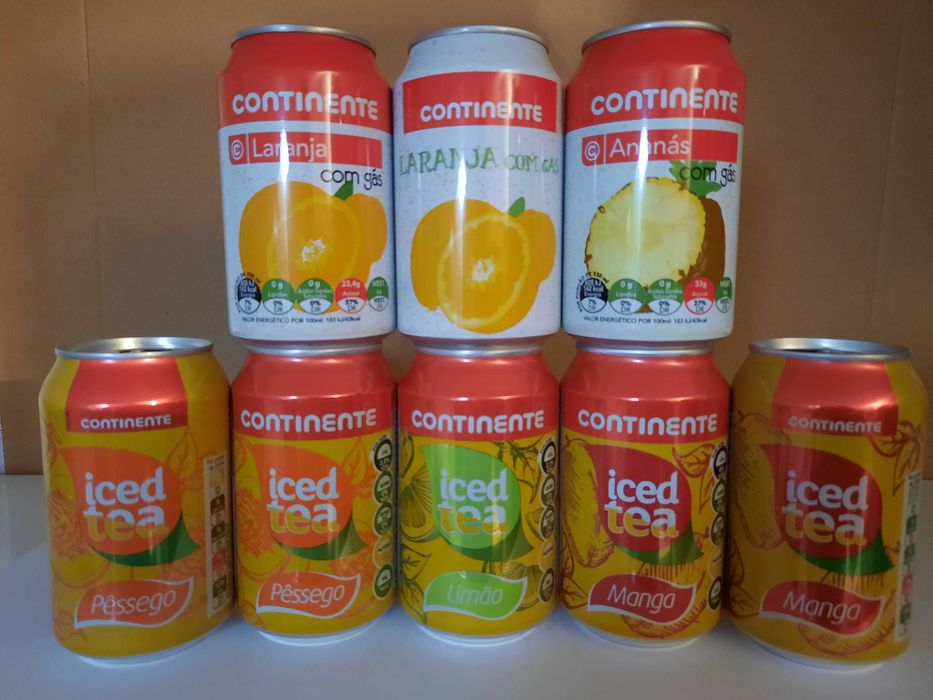 Lote de 106 latas de bebidas diversas - Continente, Pigo Doce, Frisumo, Frutol, Compal