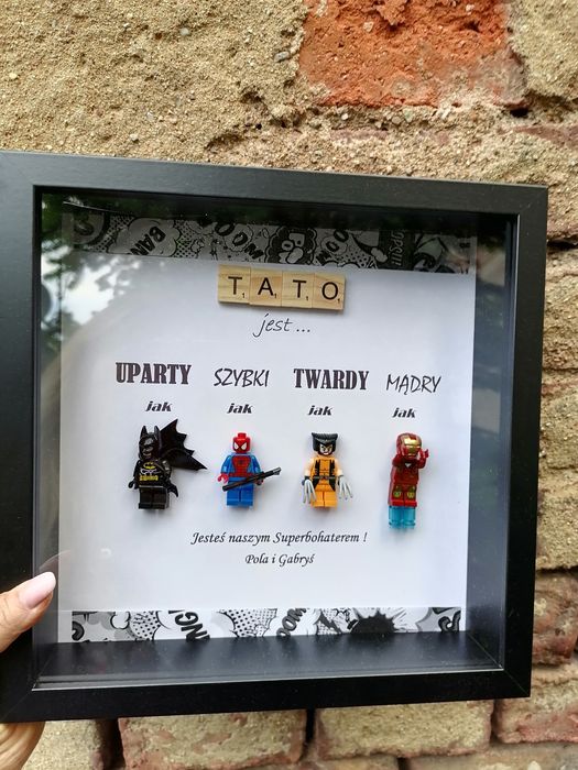 Ramka dzień ojca prezent dla Taty figurki lego ludziki Marvel Avenges