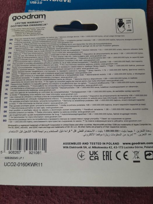 Goodram Pendrive 16GB UCO2 BLACK&WHITE USB 2.0 (UCO2)