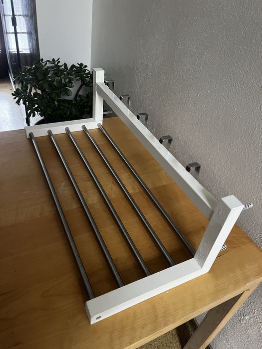 Cabide de parede / porta-casacos em madeira e metal