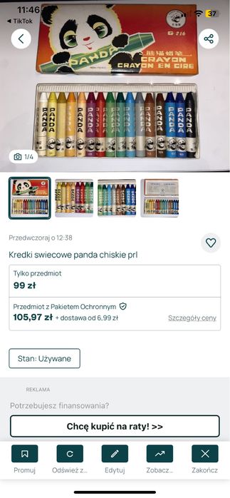 Kredki swiecowe panda wiewiorki i slon chiskie prl 3 komplety