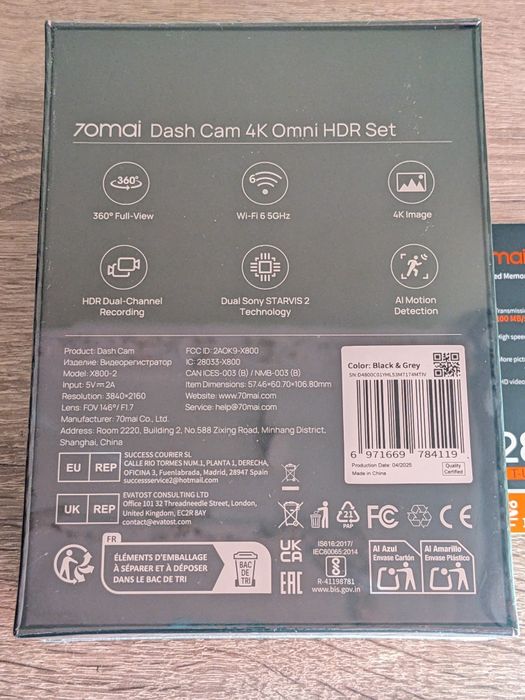 Видеорегистратор 70mai Dash Cam 4K Omni X800 + Rear Cam RC14 + 128 GB