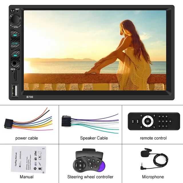 Rádio 2din 7 polegadas CARPLAY Android auto + comando volante+Mic NOVO