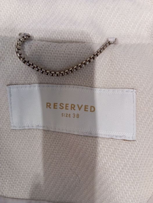 Kremowy Viskozowy płaszcz zimowy Reserved r.38.    W.L.L.