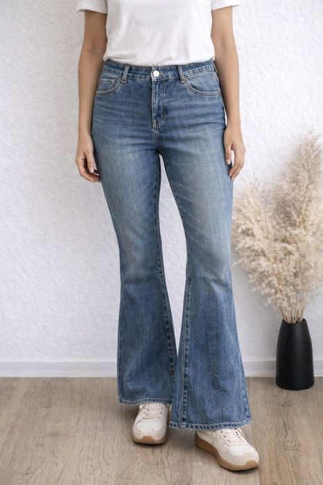 Spodnie Jeansy damskie Flare Dzwony M.sara Vintage elastyczne XL