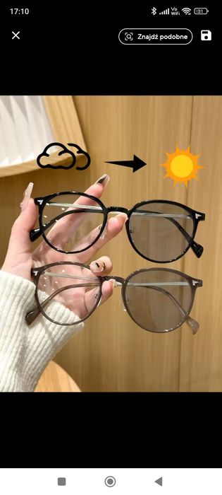 Hit unisex okulary 2w1 classic fotochrom przyciemniające zerówki