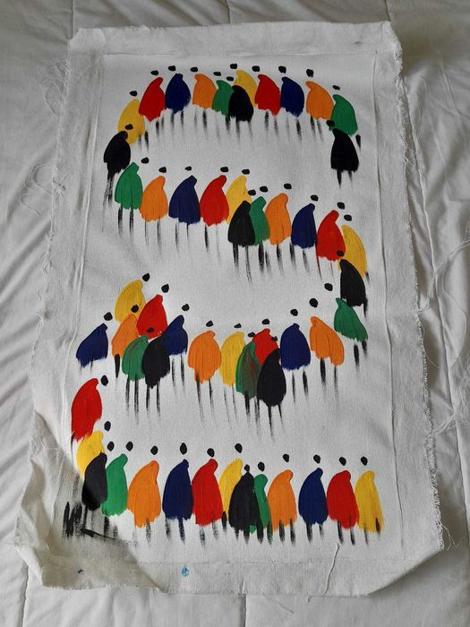 Quadro Marroquino Novo – Pintura Colorida em Tecido 97x61cm
