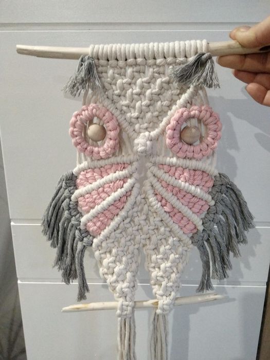 Sowa makrama duża prezent dekoracja Boho