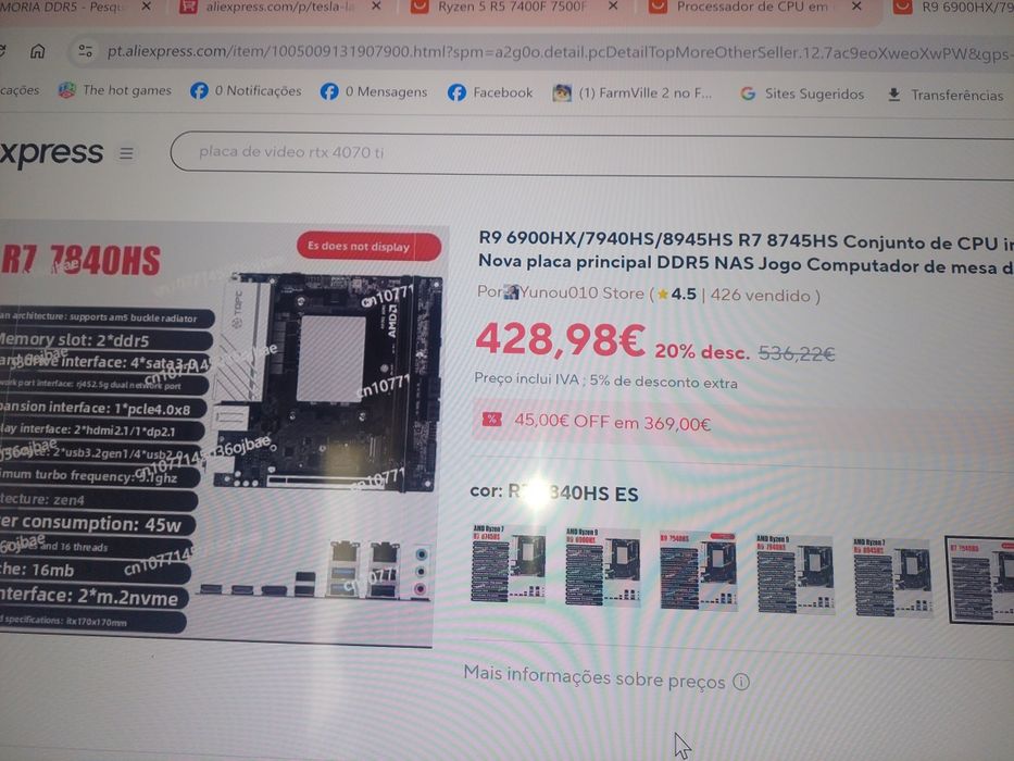 Bundle rysen mini  itx  7 7840HS. Troco por ps5 pro