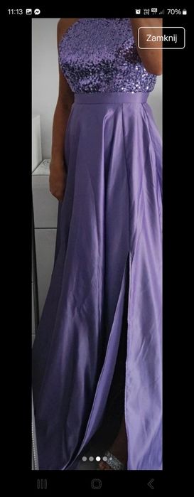 Piękna liliowa suknia wieczorowa