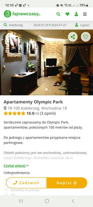 Apartament 103 Olympic Park przy plaży + parking