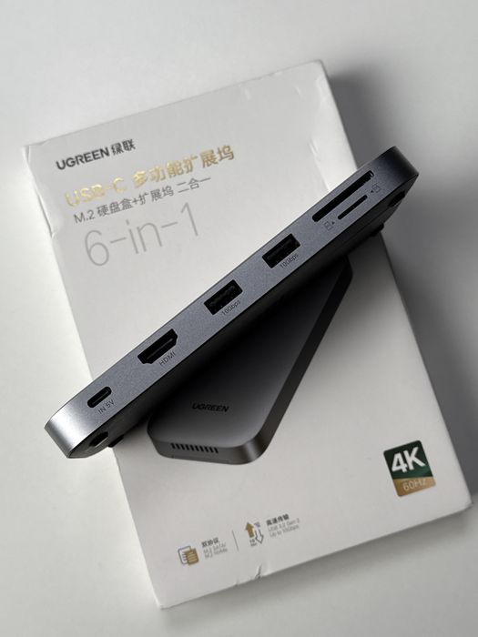 Ugreen хаб и карман с поддержкой NVMe накопителей - USB 10ГБит 4K 60Hz