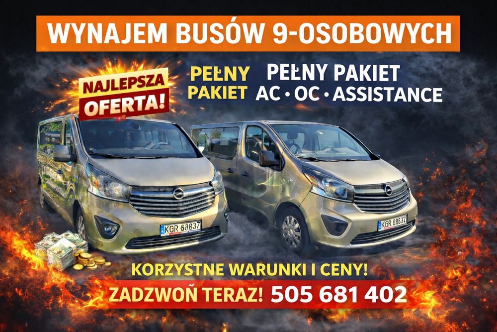 Wynajem Wynajmę BUSA 9 osobowego pełen pakiet OC AC Assistance