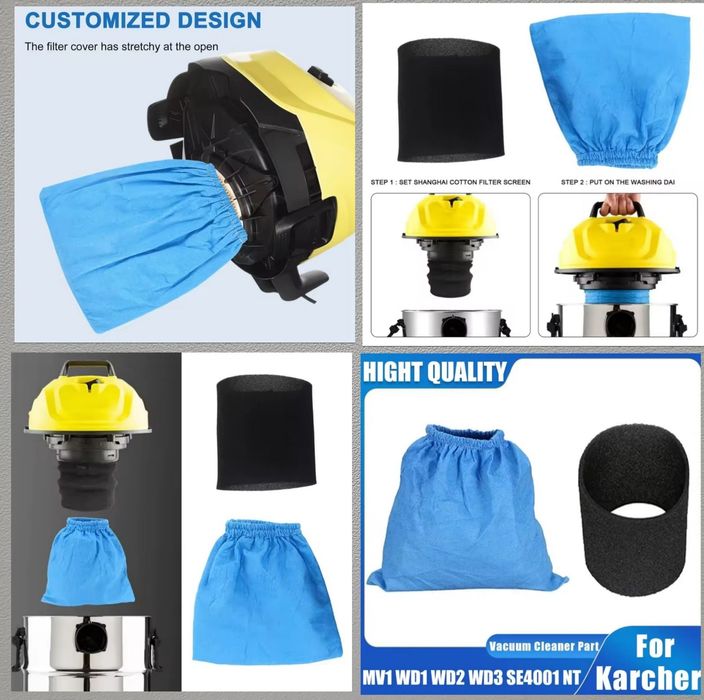 Мішки фільтр WD3, WD2+.Мешок  для пылесоса Karcher WD3,Комплект 5шт
