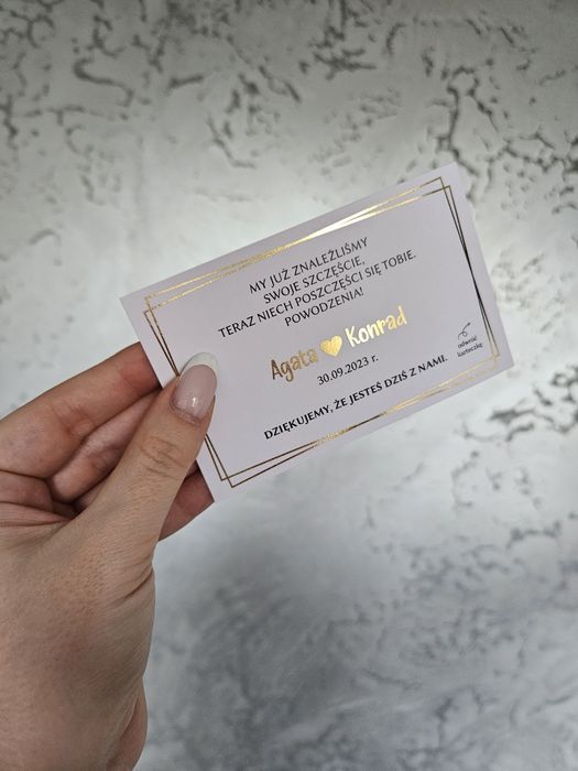 Zdrapki lotto podziękowania dla gości karteczka złote napisy