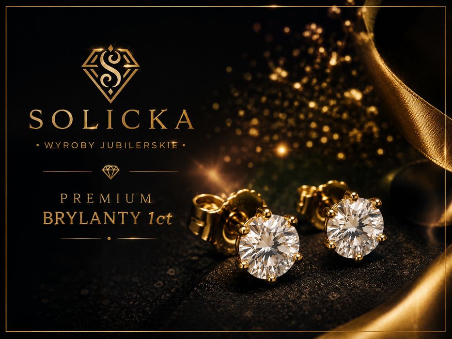 Kolczyki złote 585 z brylantami 1 ct