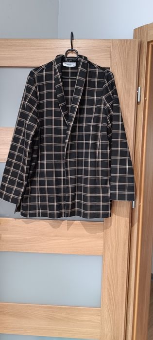 Marynarka czarna w brązowa kratkę 42