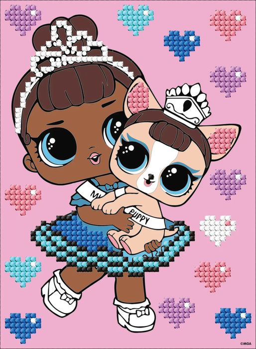 Mozaika Diamentowa Z Częściowym Wypełnieniem. L.o.l. Surprise! Miss Baby With Miss Puppy. Ideyka. Nowy Produkt