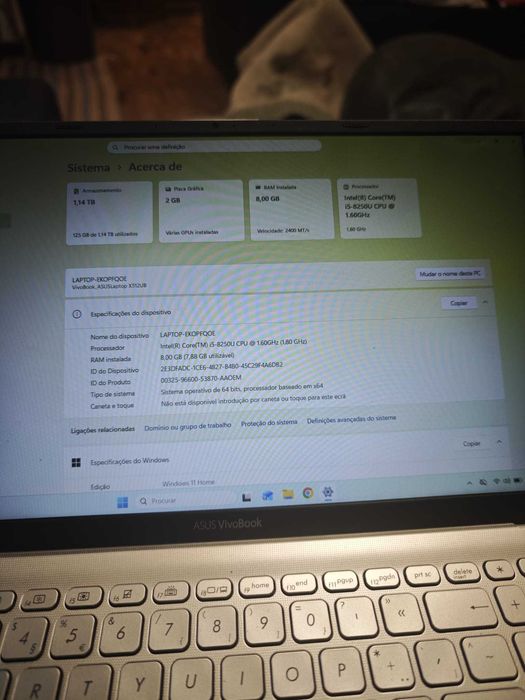 Portátil ASUS VivoBook 15" - Intel i5-8250U|8GB RAM | SSD | Windows 11