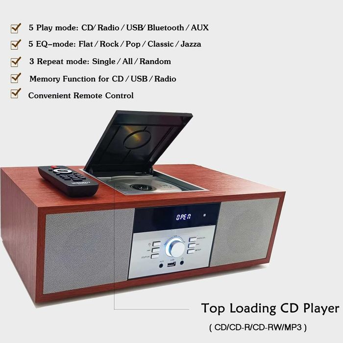 WISCENT, odtwarzacz CD i Bluetooth, radio FM,