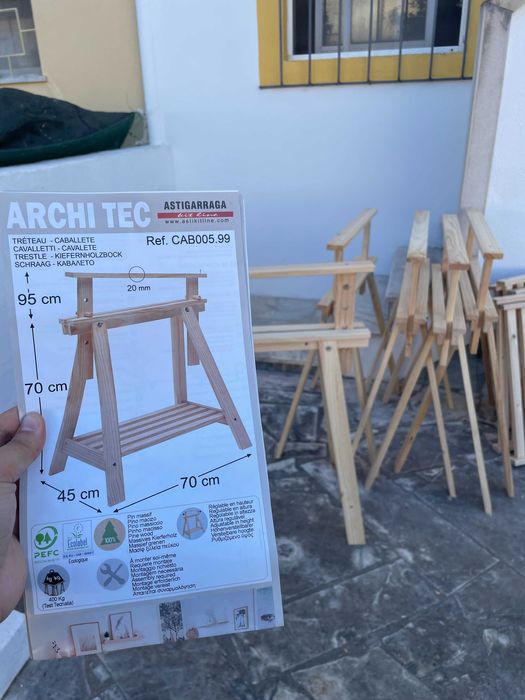 Cavalete regulável pinho 98,5-70x70x45 cm Astigarraga Eliotis