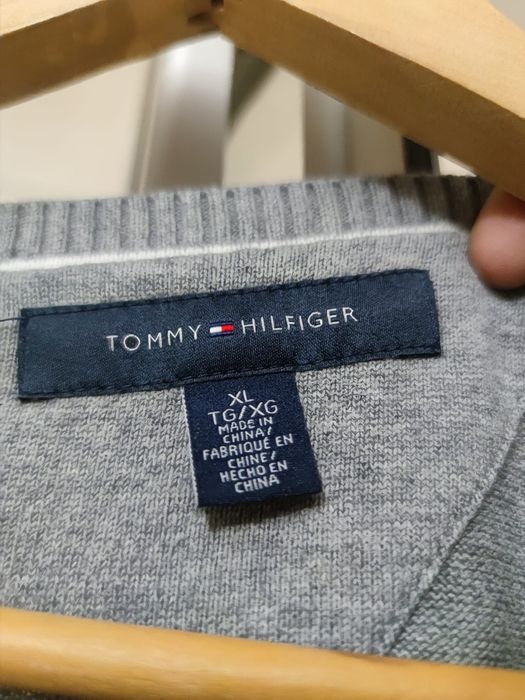 Sweter sweterek klasyczny Tommy Hilfiger denim XL siwy szary ciemny ja