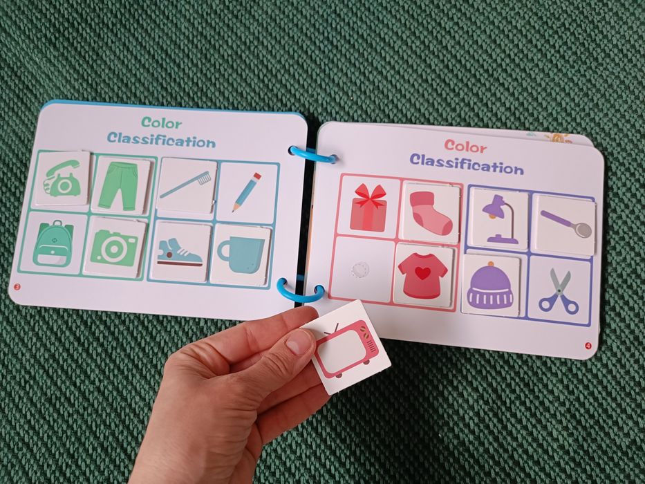 Quiet book mądra książka z rzepami montessori  zagadki nowa