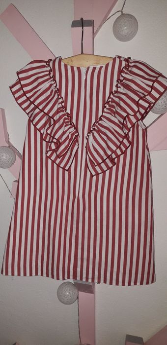 Vestido Menina branco/vermelho