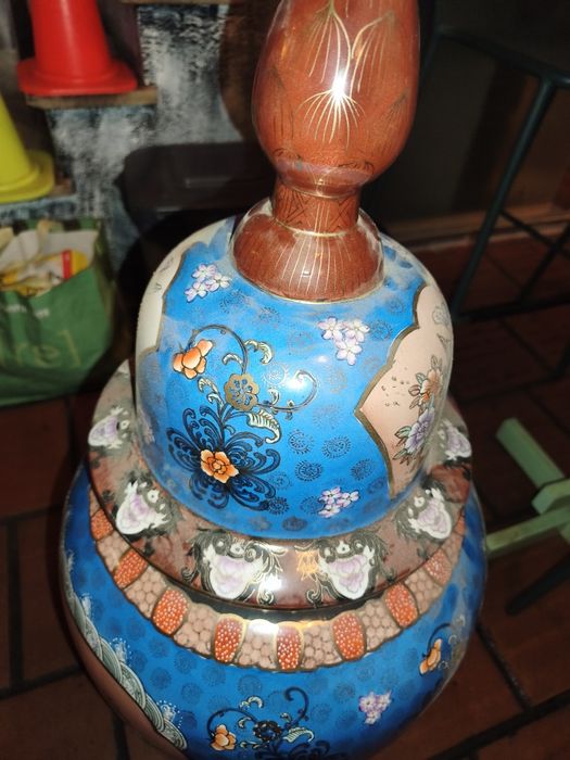 Vaso Monumental com Tampa Porcelana Chinesa Jingdezhen