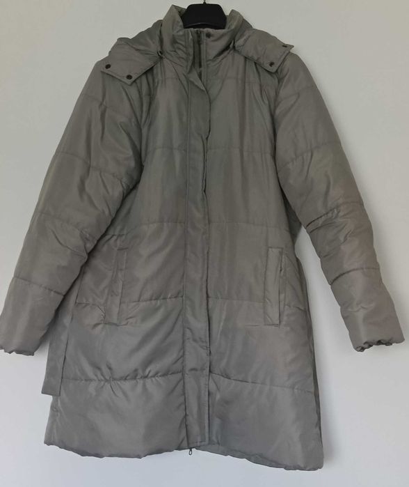 Sobretudo Acolchoado MO Casual Cinzento/Beige c/ Capuz Removível e Cinto – Tam. XXL