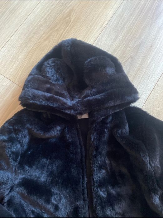 Czarna ciepła kurtka futerko h&m  XS 170