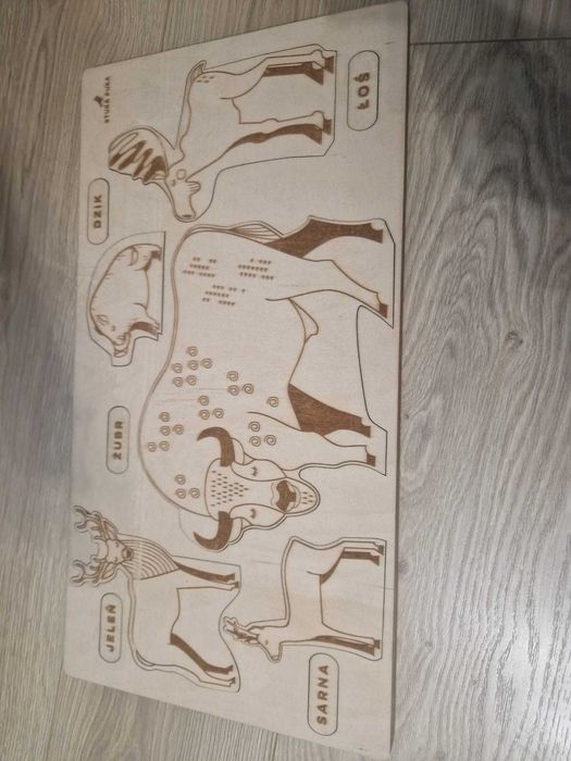 Puzzle drewniane zwierzęta i ich młode