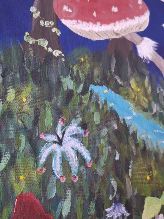 Obraz akrylowy na płótnie – magiczny las, ręcznie malowany