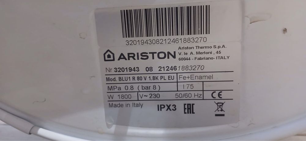 Sprzedam bojler elektryczny Ariston  80 l ! Prawie jak nowy!