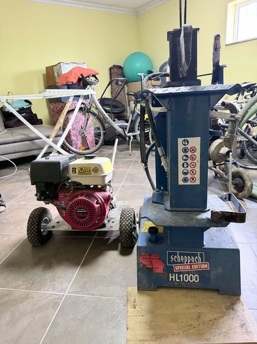 Rachador Hidráulico de Lenha Scheppach HL1000 + Unidade Hidráulica Honda GX390 – Excelente Estado