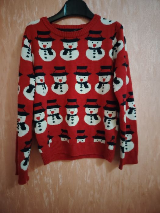 Кофта зима Снеговики мальчик и девочка 116-122р 5-6л