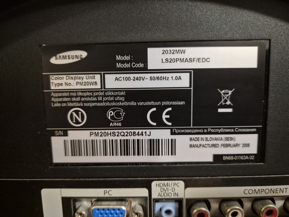 Monitor TV Samsung SyncMaster 2032MW 20" com HDMI