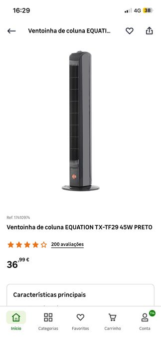 Ventoinha de Coluna Equation TX-TF29