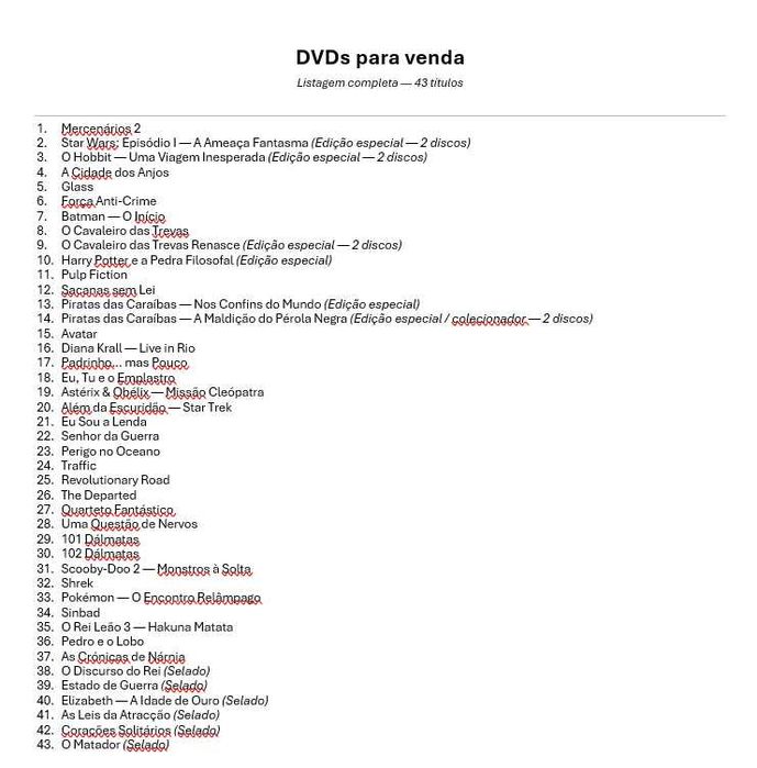 Lote de DVD's (Filmes)