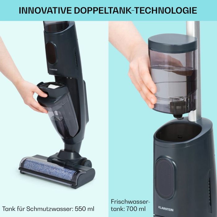 Пилесос на акамуляторі для сухого та волого прибирання Klarstein