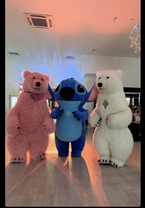 Biały Miś ,stich,Angel żywe maskotki na wynajem