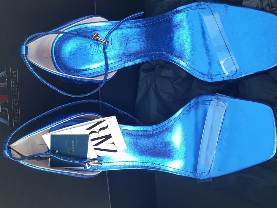 Baixa Preço -Sandálias em Pele Azul - T. 36 - Blue Colletion - Novas