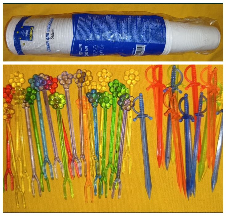 Ковш. Совок пластиковый. Фляга полиэтиленовая 0,5л. Стакан одноразовый