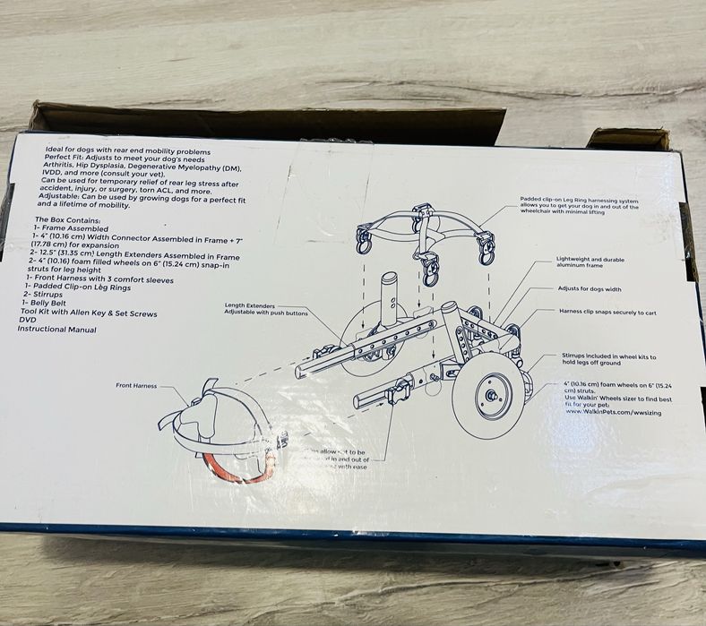 Cadeira de rodas para cão  4 a 11kg  Walkin Wheels