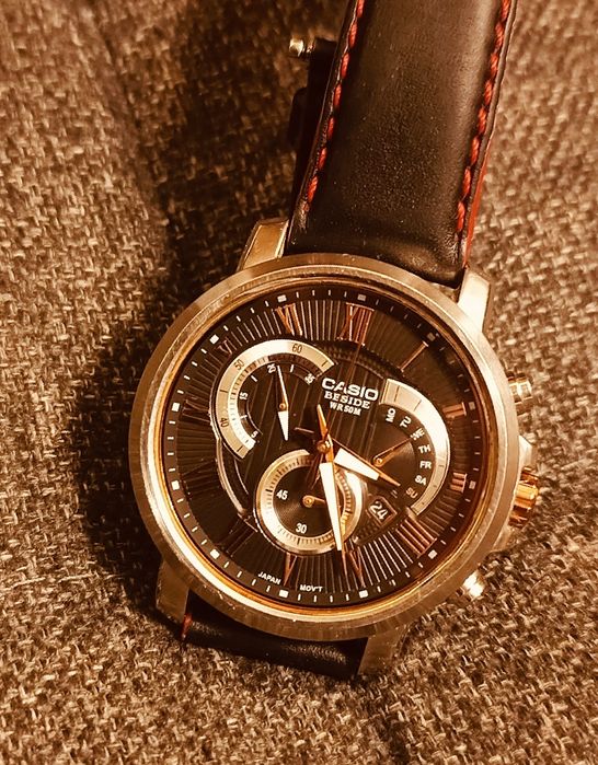 Zegarek Casio Beside BEM-506, Chronograf, Retrograde, Rose Gold