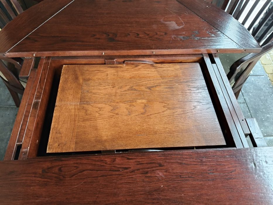 Stół dębowy rozkładany + 4 krzesła